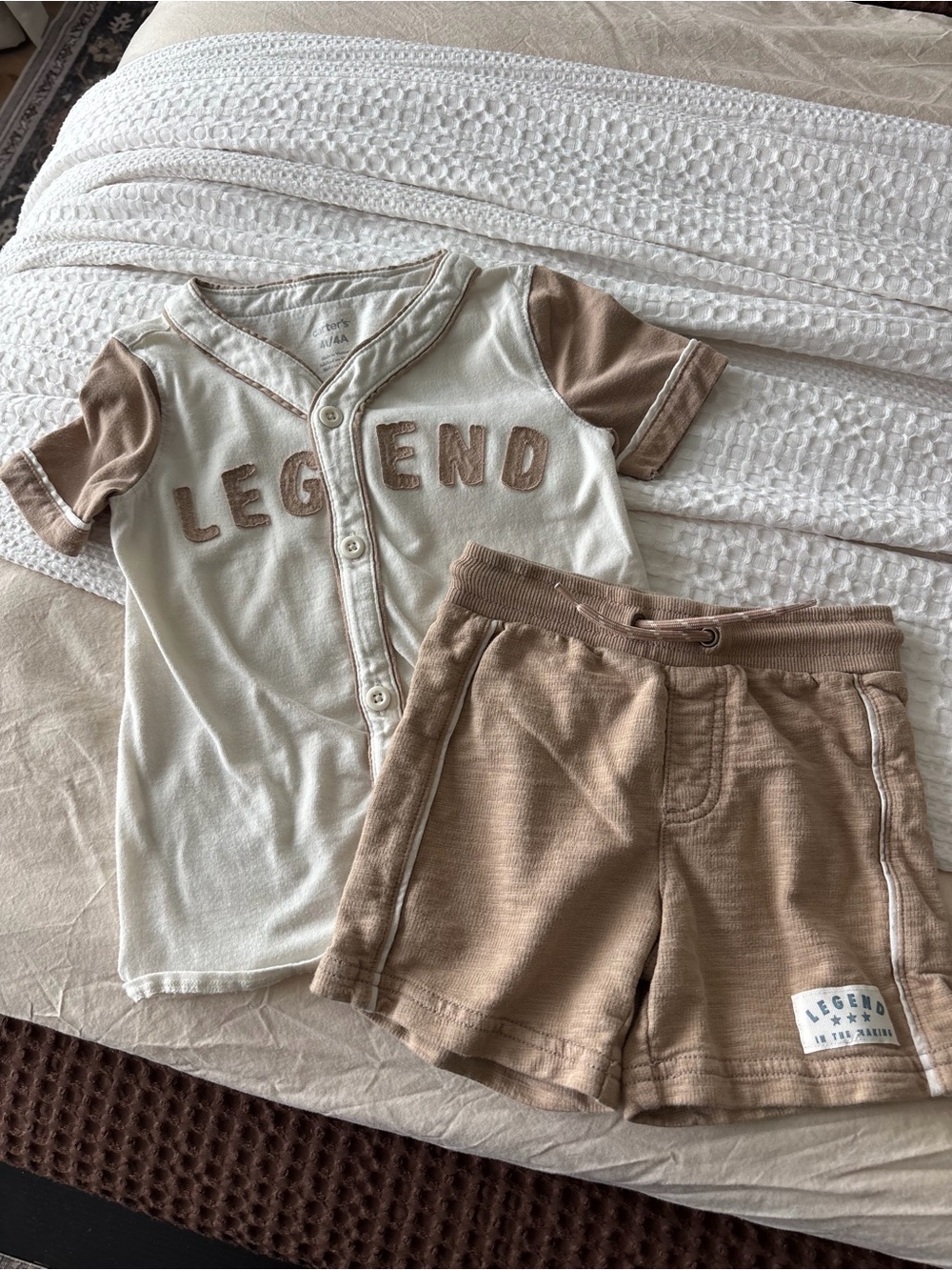 Carter's Cream and Tan "Legend" Short Sleeve Tee and Shorts Set